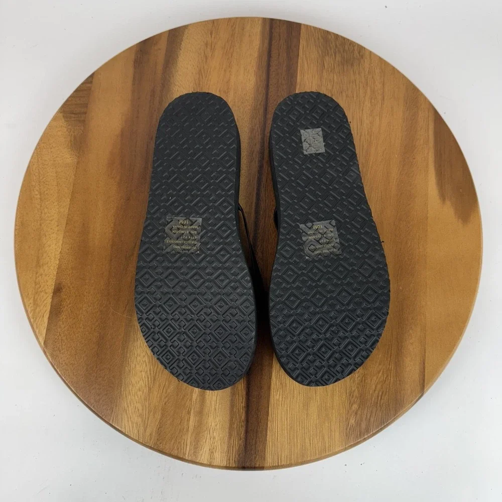 New Womens Tory Burch Black Comfort Platfom Thong Flip‎ Flops Shoes 10 M